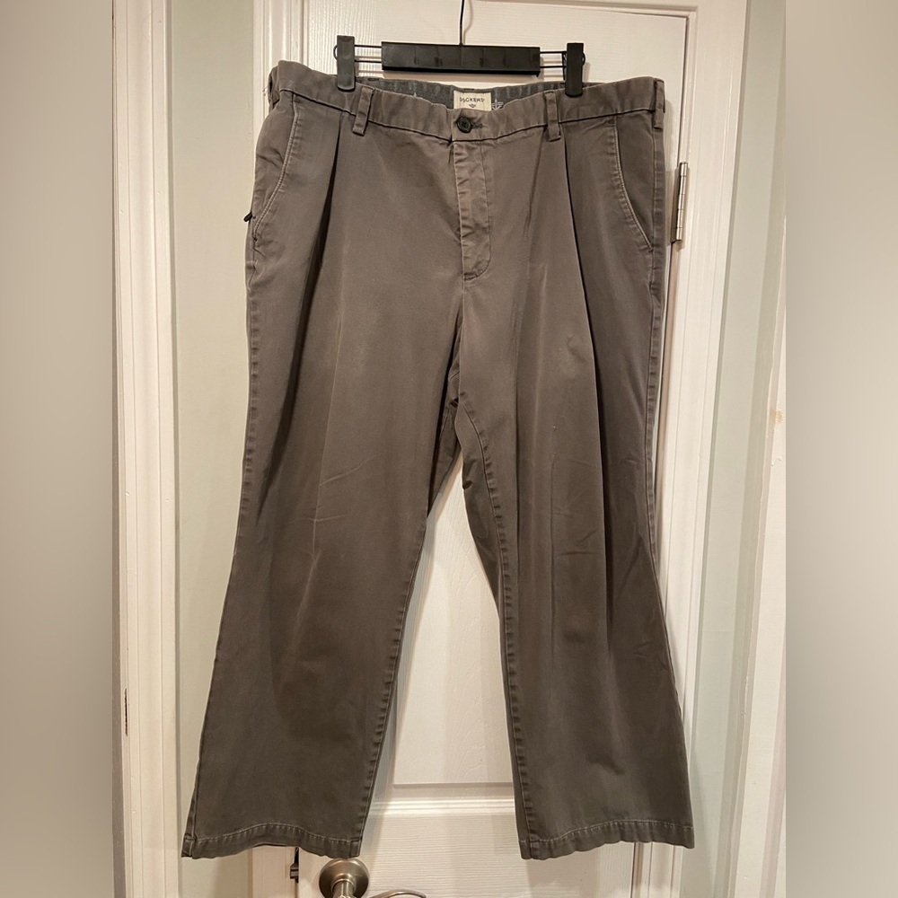 Dockers Mens Size 40x29 Gray Cotton Khaki Chino Straight Leg Pants Zip Pocket